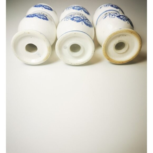 Trio of Spice Jars Blue & White Delft/Blue Onion Style French Country Vintage - Picture 7 of 7